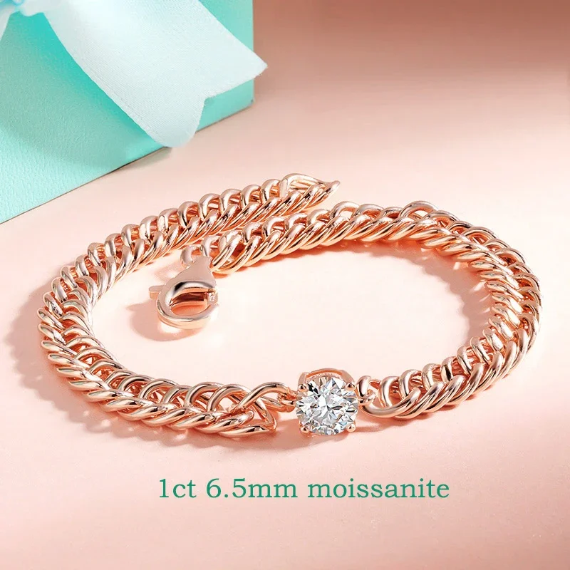 Smyoue 1CT D Color Moissanite Silver Bracelet for Women Men Classic Sparkling Hip Hop Bangles 925 Sterling Silver Shani Abergel