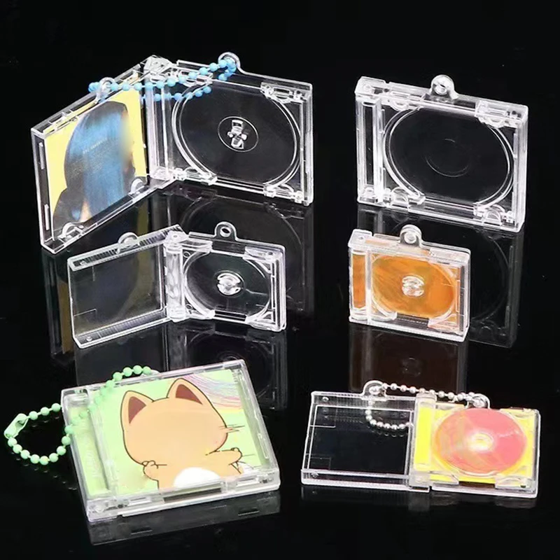 1pcs Blank Mini CD Case Keychain For DIY Keychains Backpack Hanging Decor Chain/Clip