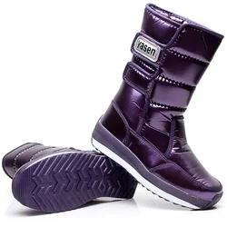 Winter Waterproof Non-Slip Fleece-Lined Snow Boots Women's Thick Mid-Tube High-Cotton-Padded Shoes Korean-Style Frye Boot