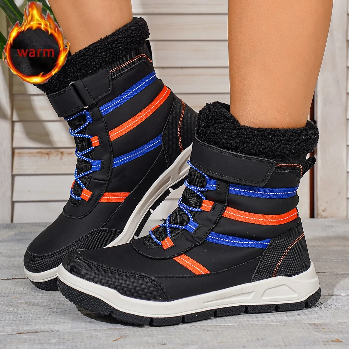 

Зимние сапоги, высокие пушистые ботинки для мальчиков и девочек, уличные нескользящие ботильоны, ботинки на платформе, удобные теплые непромокаемые ботинки