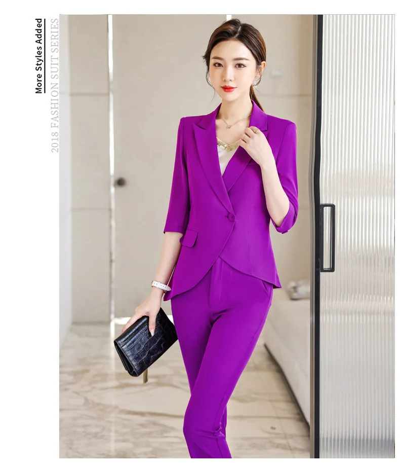 Spring Summer Formal Women Business Work Wear Suits with Pants and Jackets Coat Professional Career Blazers Outfits Plus Size