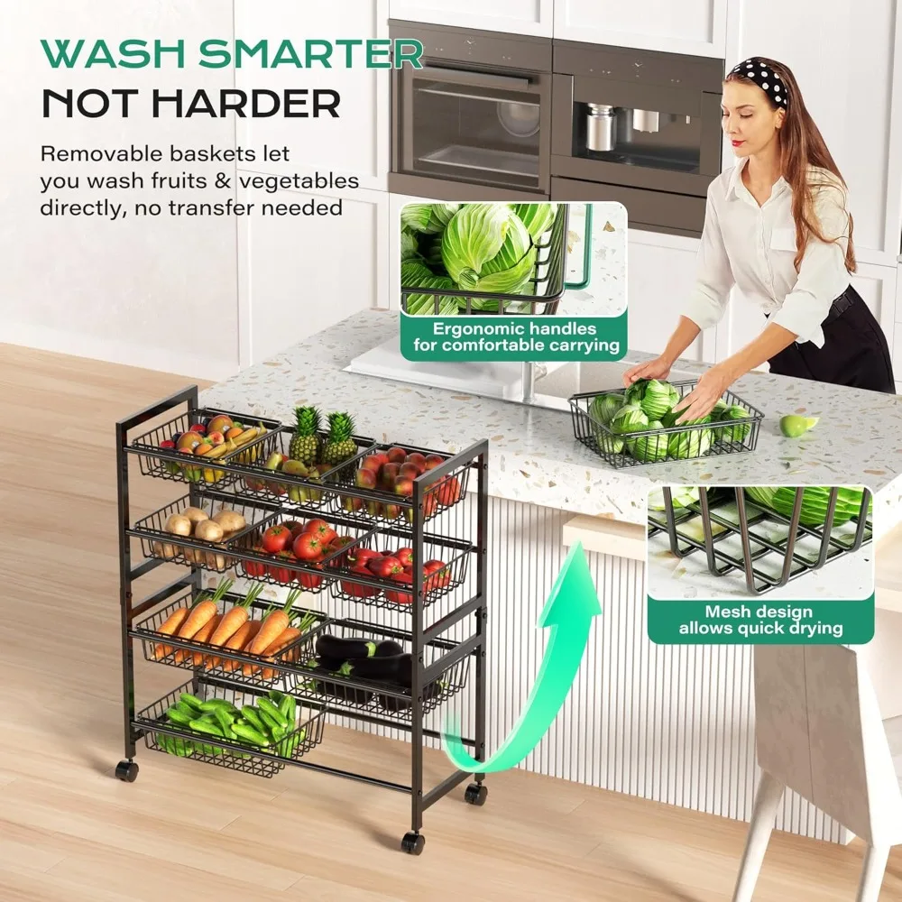 4-Tier Kitchen Storage Cart: The Ultimate Rolling Pantry Solution thumbnail