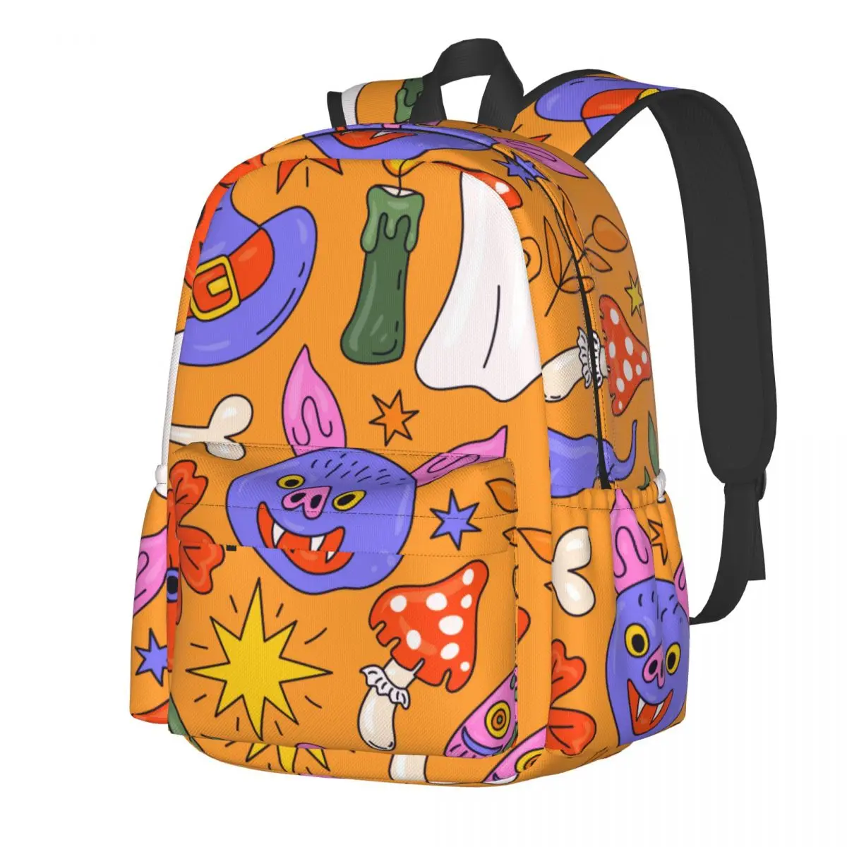 Halloween Doodle Pattern Large Capacity Student Backpack Fashion Casual School Bag
