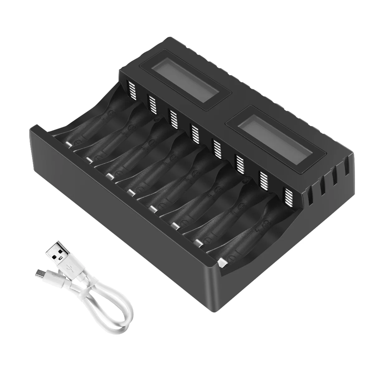 

A42T Battery Charger LCD Display Smart Intelligent 8-Slot Chargers for AA/AAA NiCd NiMh Rechargeable Batteries AA AAA Charger