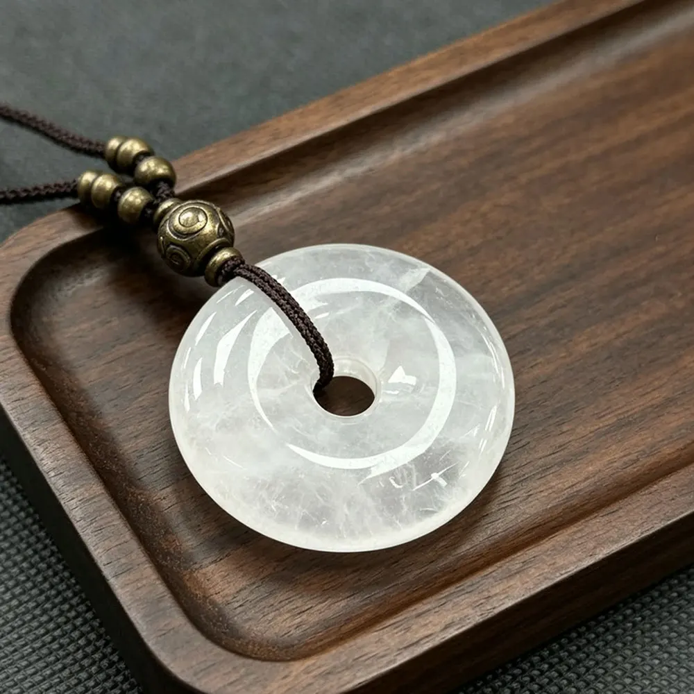 50MM Donut Natural Gem Stone Crystal Pendant for Jewelry Making Large Loose Bead Pink Quartz Green Aventurine Opal Charms X411 - view 5