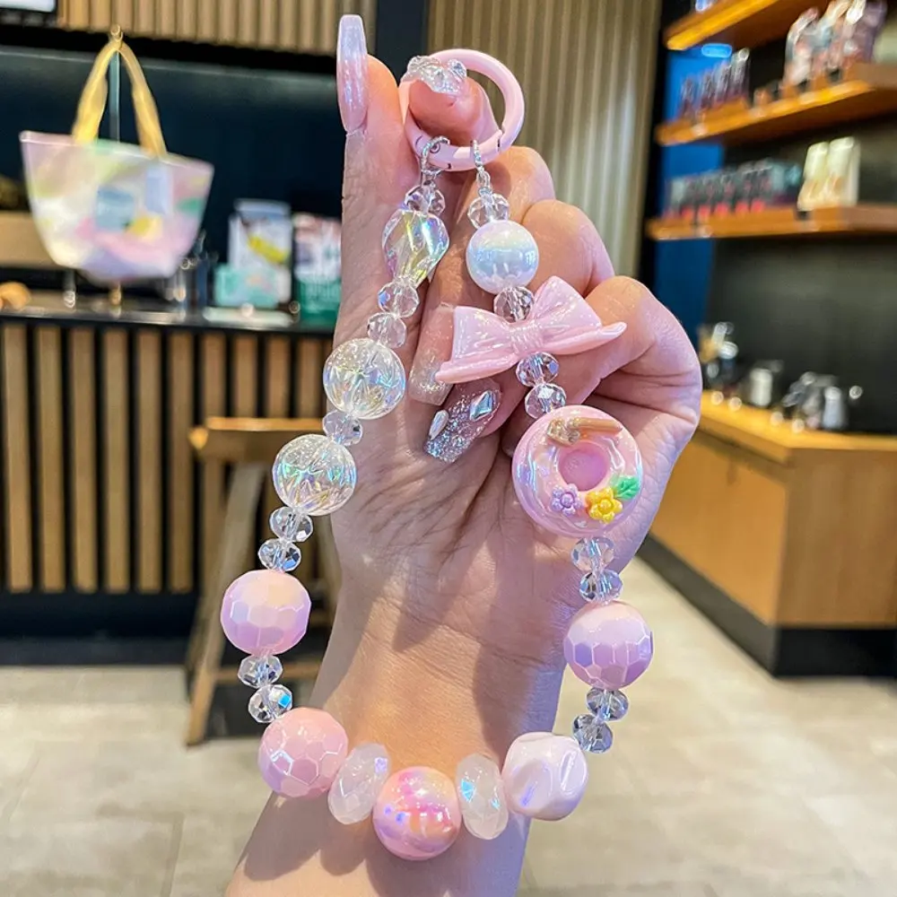 Donut Mobile Phone Chain Handmade Beaded Short Pendant For iPhone Universal Accessories Cute Phone Hanging Rope For Girl