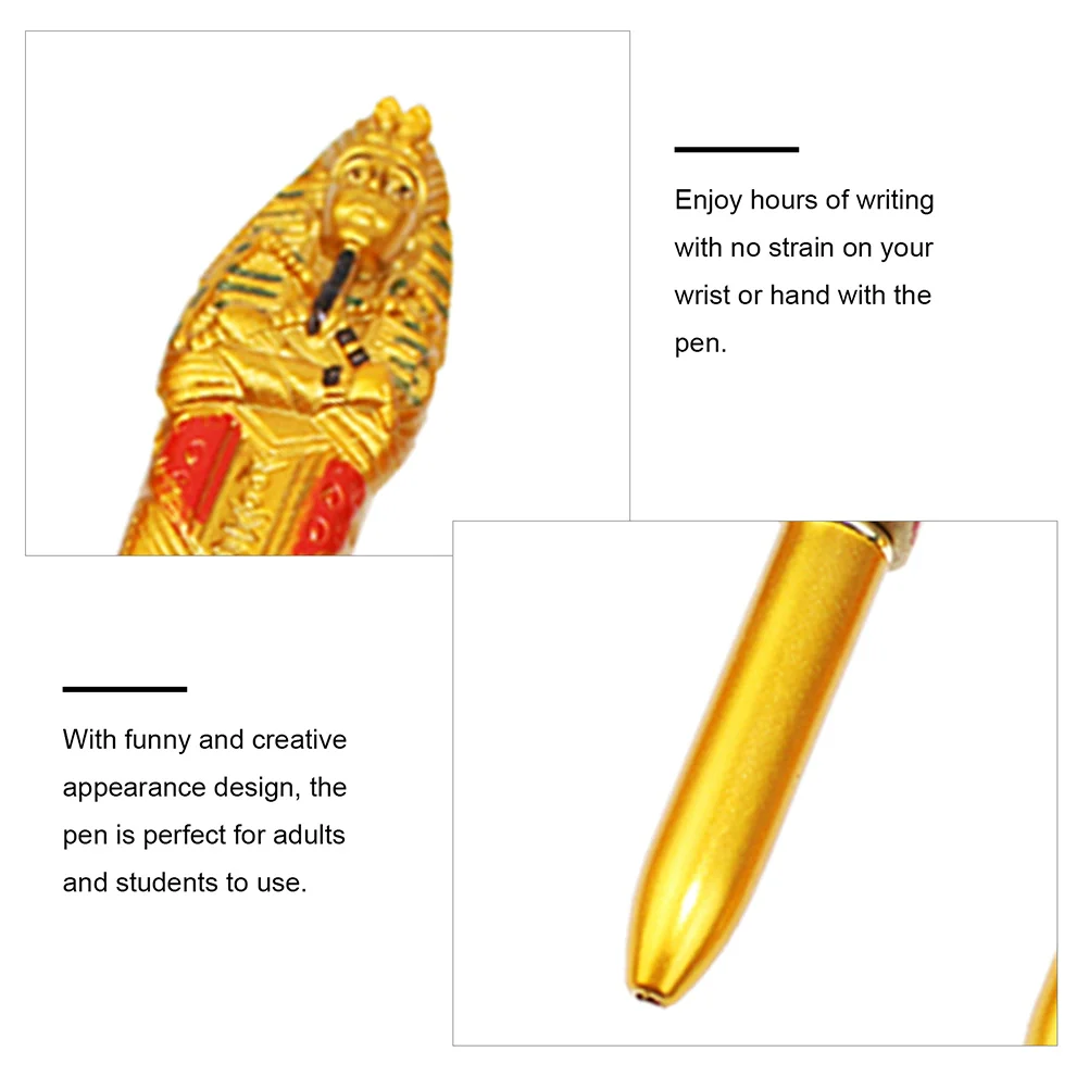 

2pcs Pharaoh Ballpoint Pens Egypt Quick-Dry Ink Portable Retro Style Student Note Taking Pens Plastic Craft Gift