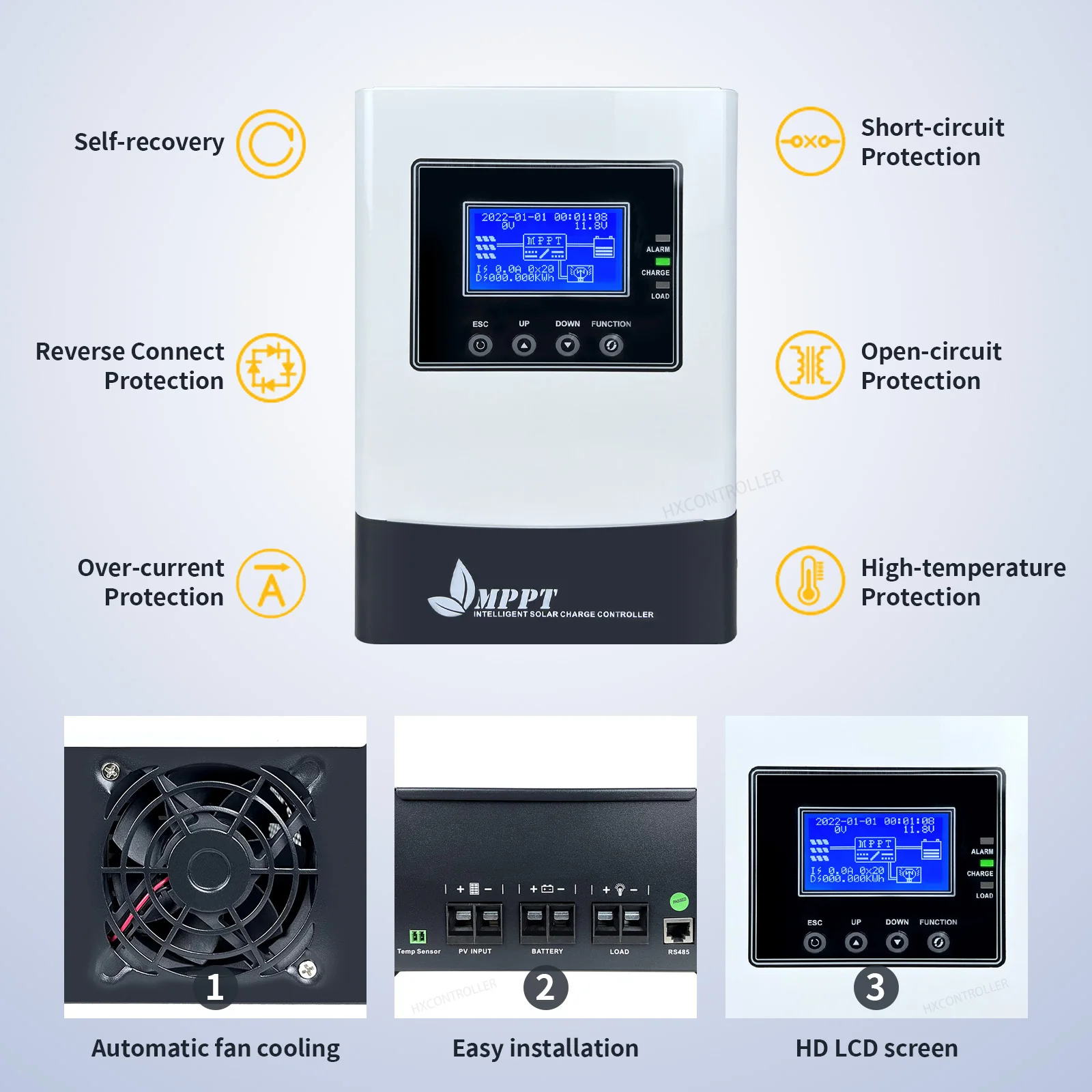 Imagem -05 - Controlador de Carga Solar Mppt 100a 12v 24v 36v 48v Auto Trabalho Display Lcd Entrada Máxima 150v Wifi Monitoramento Remoto