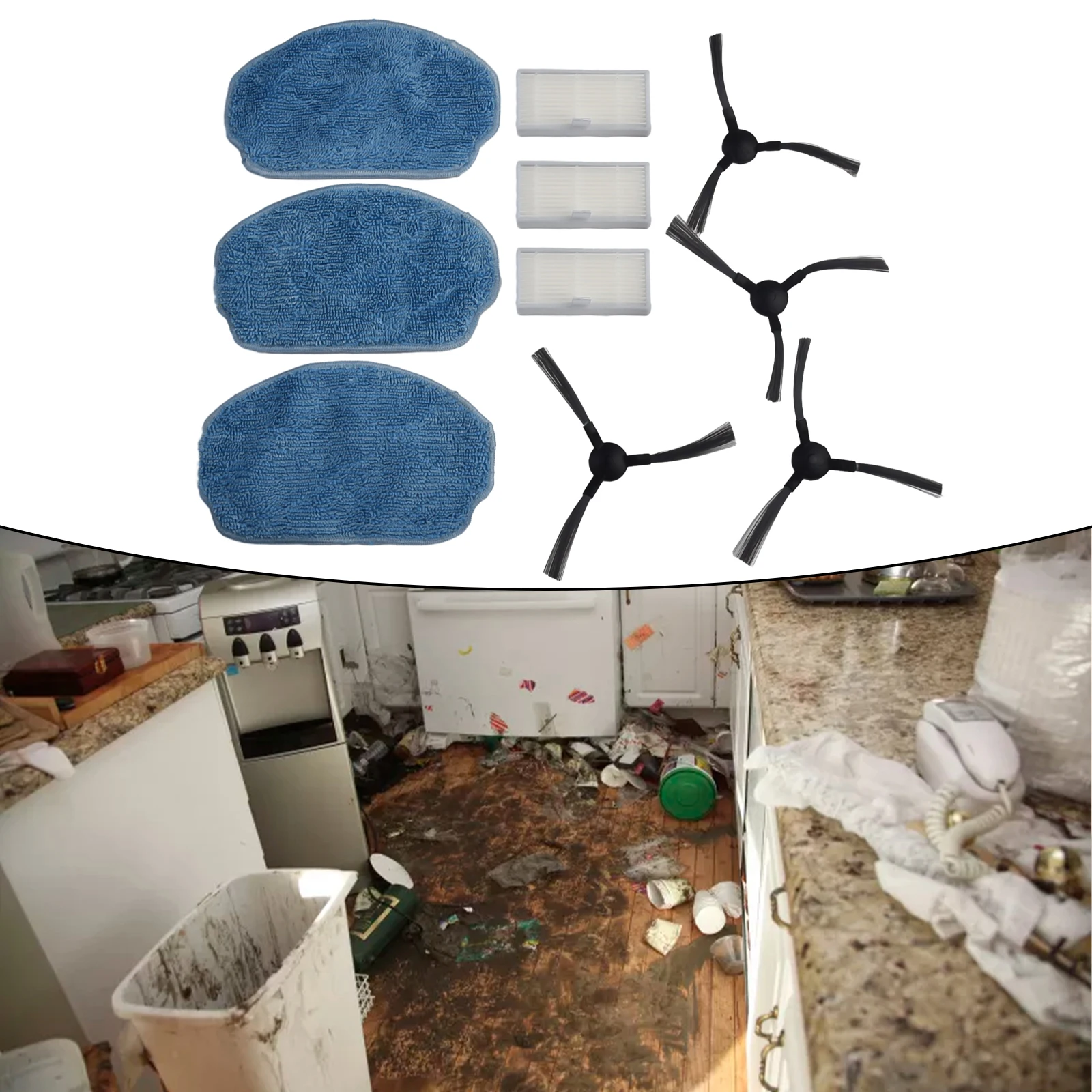 

Cleaning Kit Combinations Mop Cloths Household Supplies Dustor For Conga Robot Vacuum 3*Filters 4*Side Brushes 999