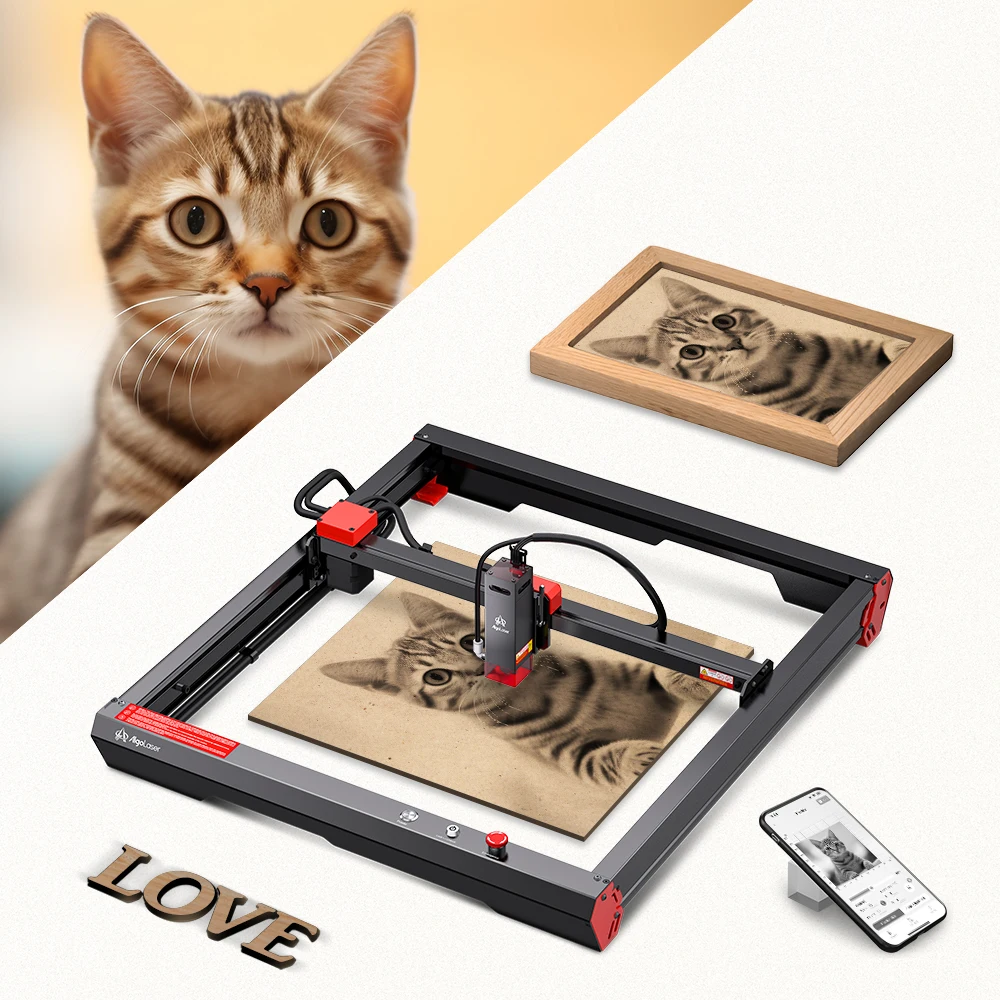 AlgoLaser 90W Table Laser Cutter Engraver With Rotary Roller 40*40cm Phone&WiF Metal Wood CNC Laser Cutting Engraving Machine