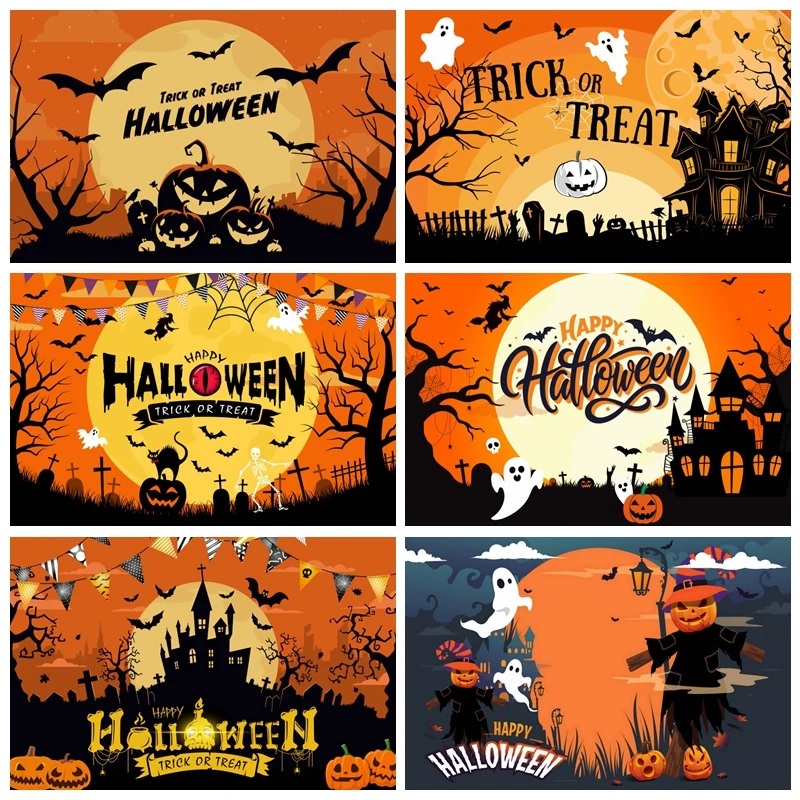 

Фон для фотосессии на Хэллоуин: Луна, ведьма, замок, тыква, декор с летучими мышами, ужасный лес, для детских и студийных фотосессий