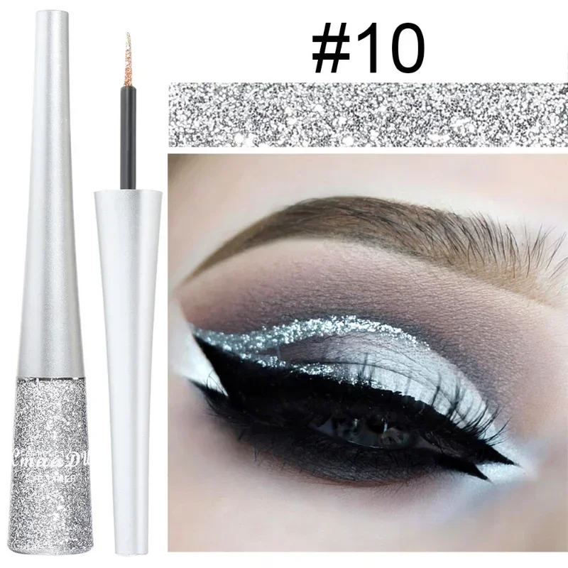 Glitter Liquid Eyeliner Pen Pearlescent Sequins Diamond Bright Shining Eyeliner Waterproof Lasting Eye Shadow Women Cosmetics