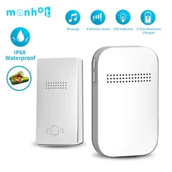 Wireless Waterproof Outdoor Doorbell No Battery Required Self-Powered Door Bell Sets Home Outdoor Kinetic Ring Chime Doorbells