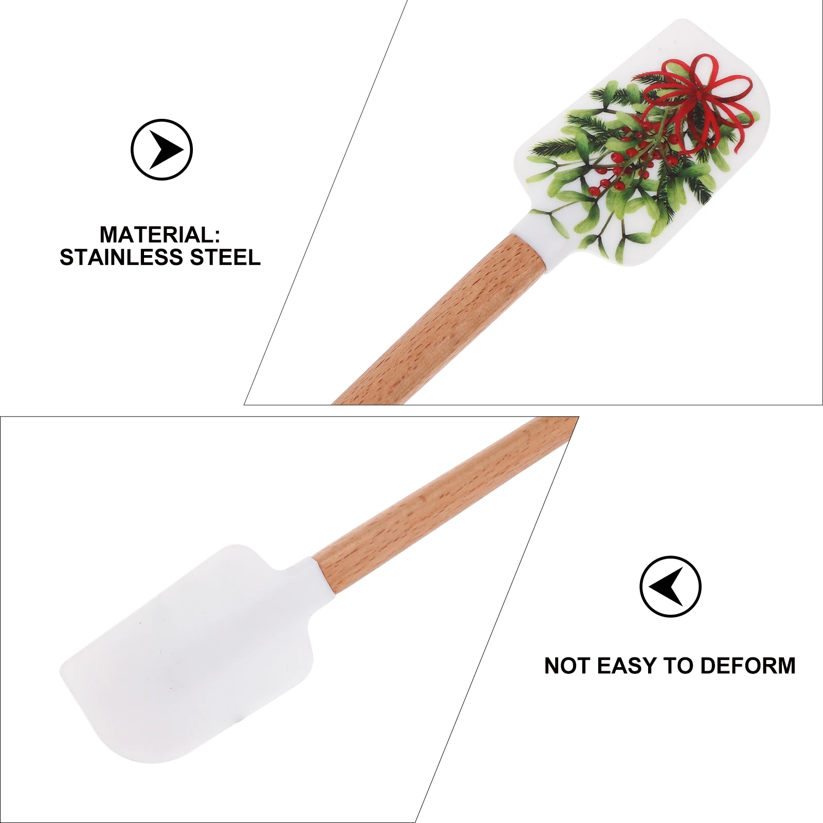 

3Pcs Baking Supplies Silicone Spatula with Wooden Handle Cake Cream Scraper for Holiday Baking Decoration Tool Set