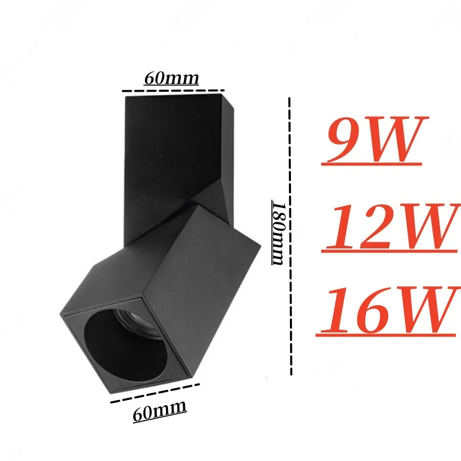 Downlights LED de rotación plegable regulable, luces de techo COB, 9W, 12W, 16W, AC85 ~ 265V, lámparas de fondo LED, iluminación interior