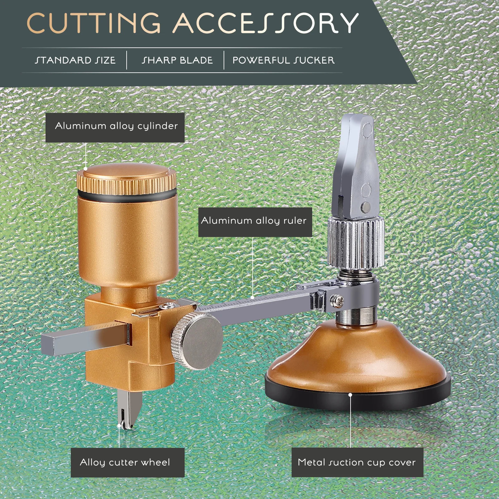 1 pc Glass Circle Cutter Golden Durable Diamond Cutting Tool For Thick Glass Tile Mirror Multipurpose Circular Cutter Sturdy