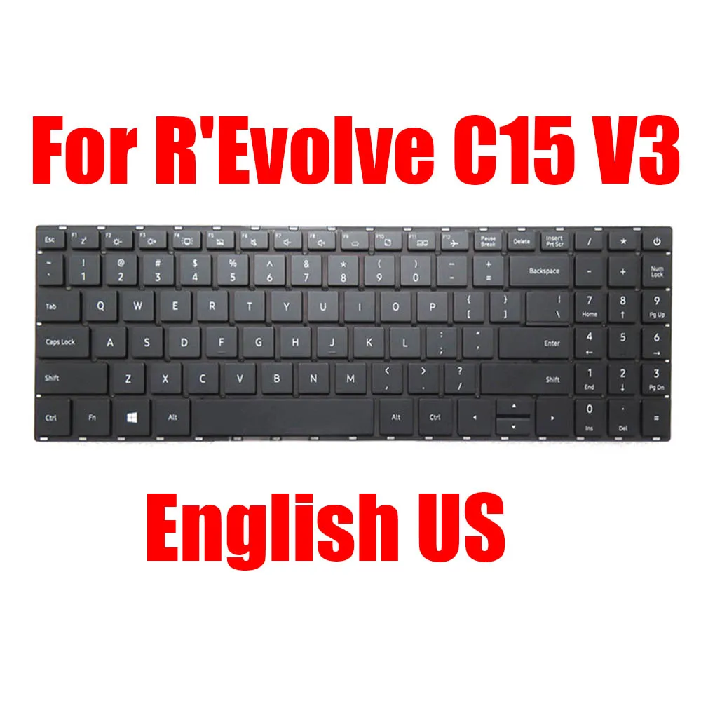 

Английская американская сменная клавиатура для ноутбука CSL для R'Evolve C15 V3, черная с подсветкой, новая