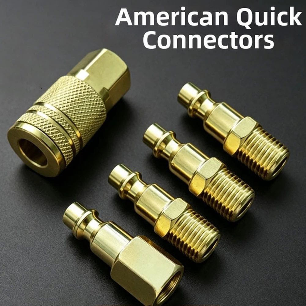 5-Piece NPT Thread Pneumatic Quick Connectors Leak-Free Air Hose Fittings For Compressors Pneumatic Tools Air Delivery Systems
