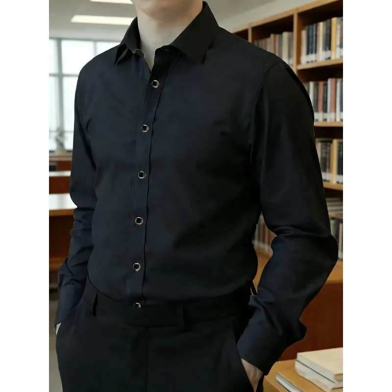 Chemise habillée à manches longues pour homme de couleur unie, chemise respirante et confortable pour homme pour une utilisatio