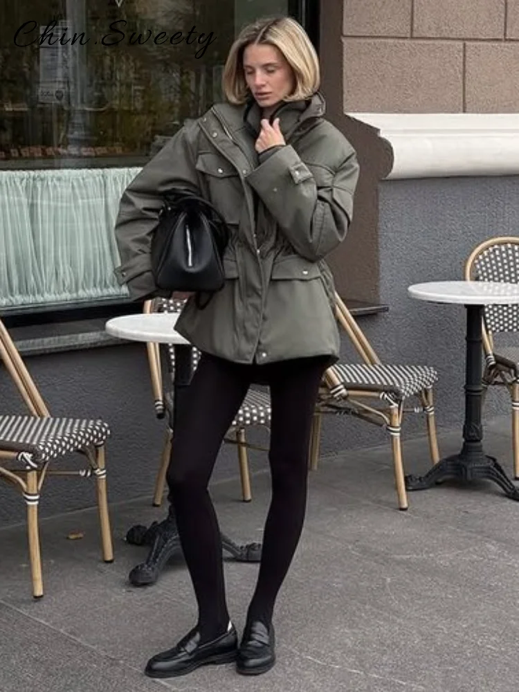

Уличные женские куртки с тонкой талией, свободный воротник-стойка, длинные рукава, карманы, пальто на молнии, осень-зима 2022, женская уличная верхняя одежда