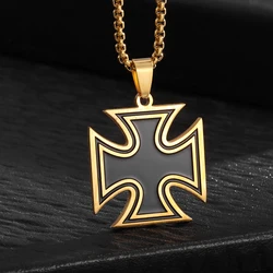 Stainless Steel Iron Cross Medal Necklace Pendant Personalized Men's Punk Trend Alternative Amulet Jewelry Gift