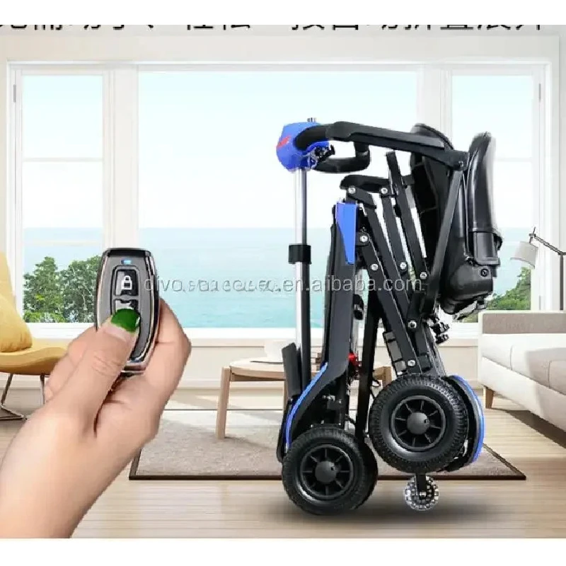 handicapped foldable four wheels electric mobility scooter for elderly with storage box canopy