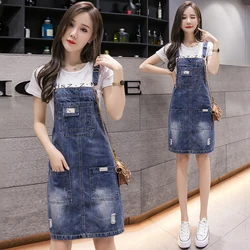 Denim sukienka na ramiączkach kobiet 2021 nowy letni koreański styl bez rękawów Spaghetti pasek dżinsy Midi sukienka ogrodniczka Casual Sundress