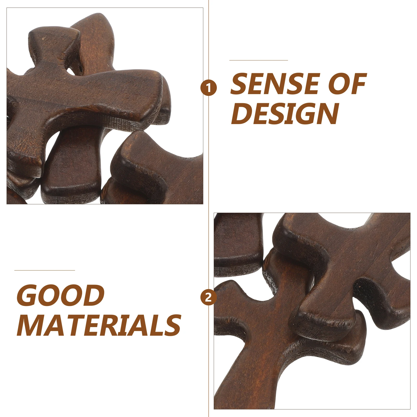 

6pcs Deep Brown Wooden Cross Crafts Small Compact Prayer Crosses for Home Decor Festivals Christian Religious Gifts