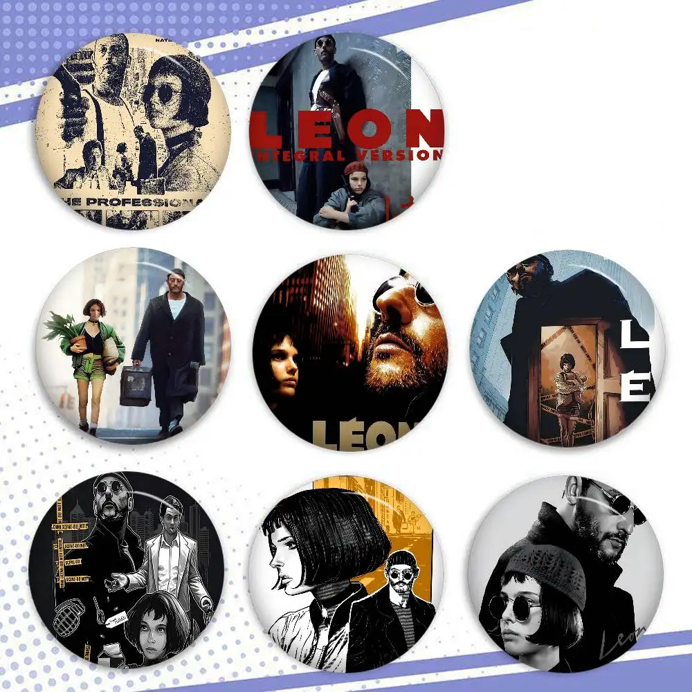 Pins creativos de la película clásica Leon, el profesional, divertidos, redondos, tipo broche, insignia, accesorios para mochila, sombrero, joyería, regalos