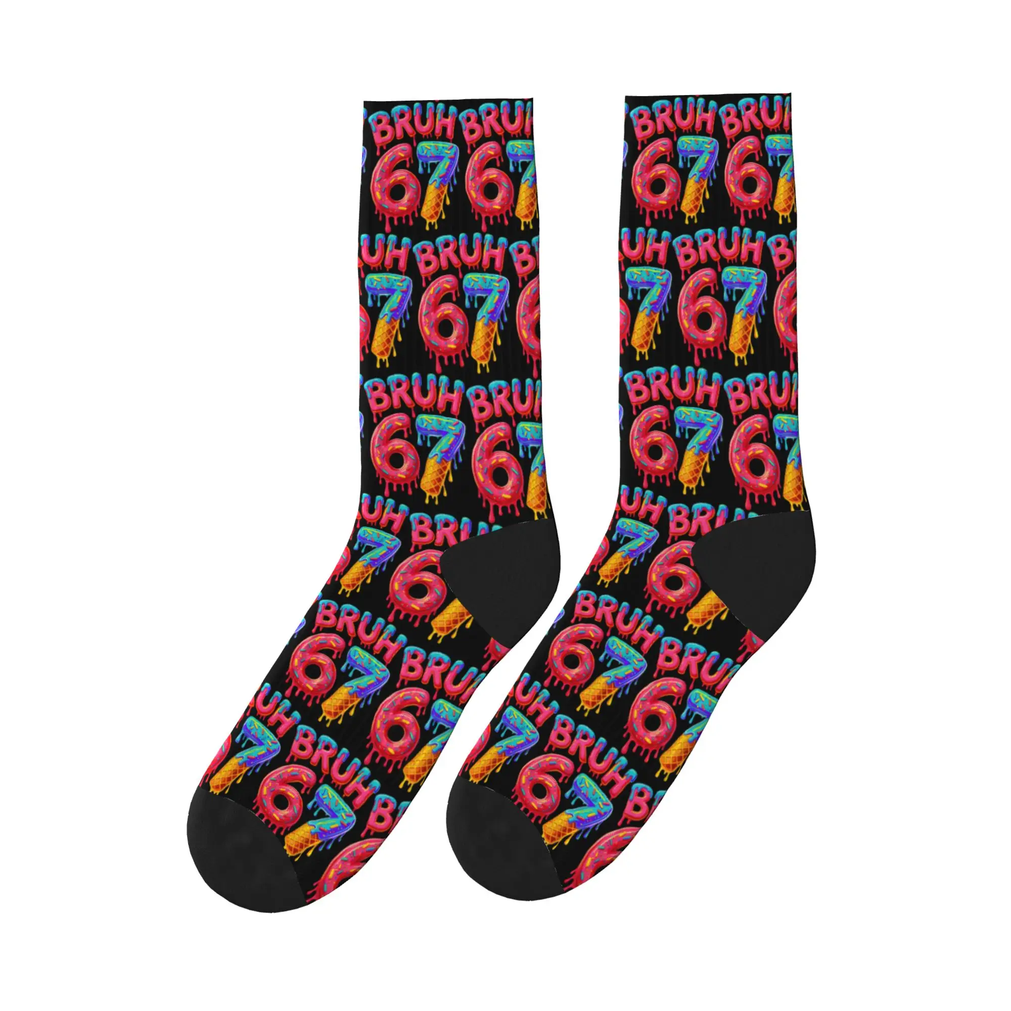 Bruh 67 Baseball Drip Number 67 Player 67th Birthday Socks Anti Stockings Men Quality Cycling Socks Autumn Funny Design Socks