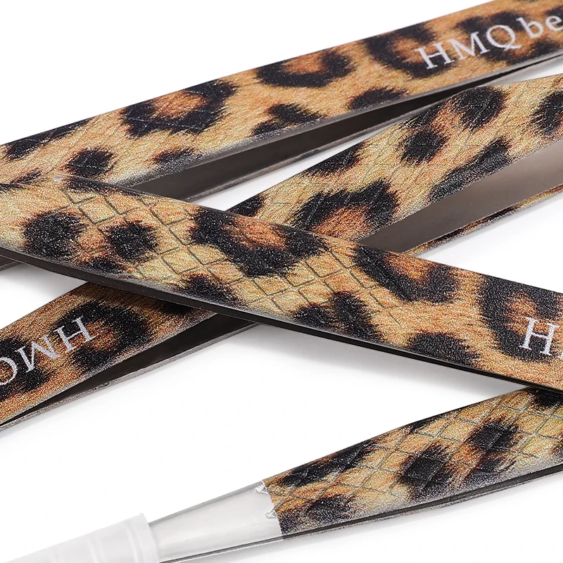 2Pcs Leopard Lash Tweezers Stainless Steel Superhard Tweezer 3D Volume Accurate Anti-Static Eyelash Extension Clip Beauty Tools