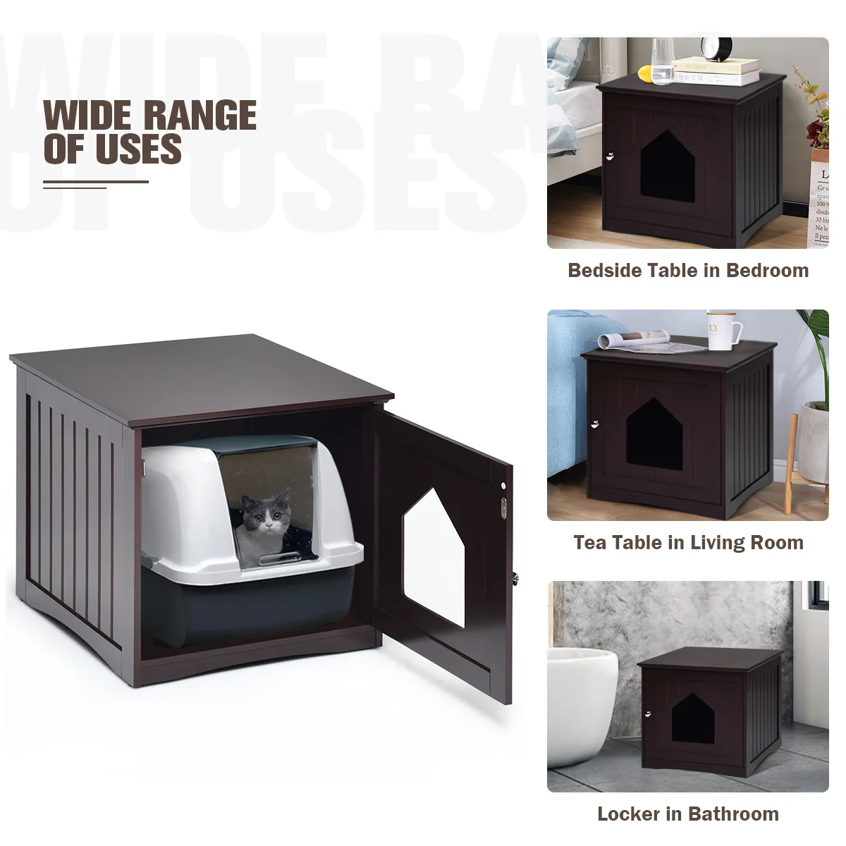 Weatherproof Multi-function Pet Cat House Indoor Outdoor Sidetable Nightstand image 2