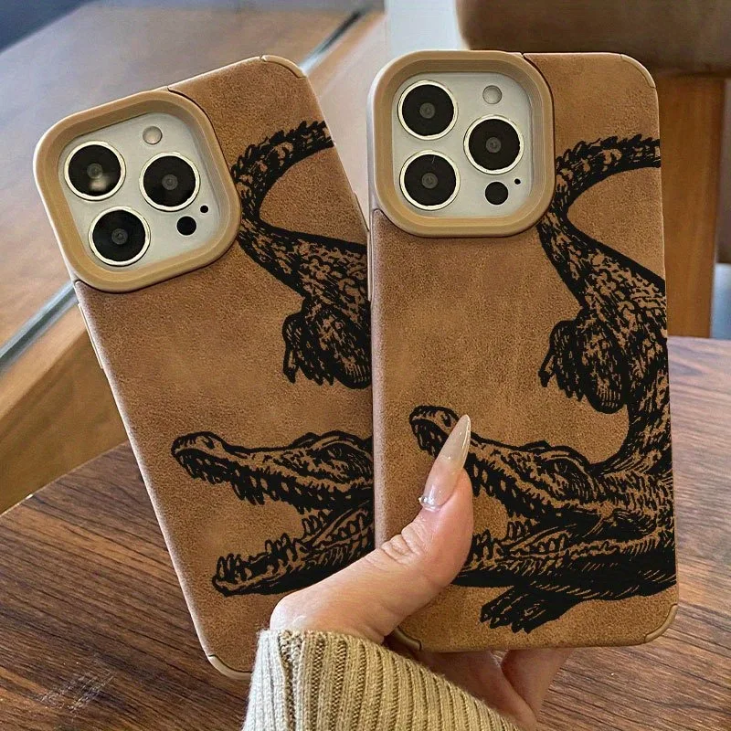 Black Crocodile Pattern TPU Phone Case For iPhone 17 16 Pro Max 15 14 13 12 11 XS Max XR XS 16 Plus Faux Leather Textured Cover