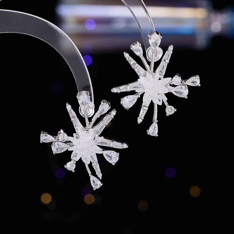 FXLRY المتقدمة تحسس مايكرو مطعمة الزركون مبالغ فيها شخصية S925 الفضة إبرة أقراط الموضة الأنيقة للنساء