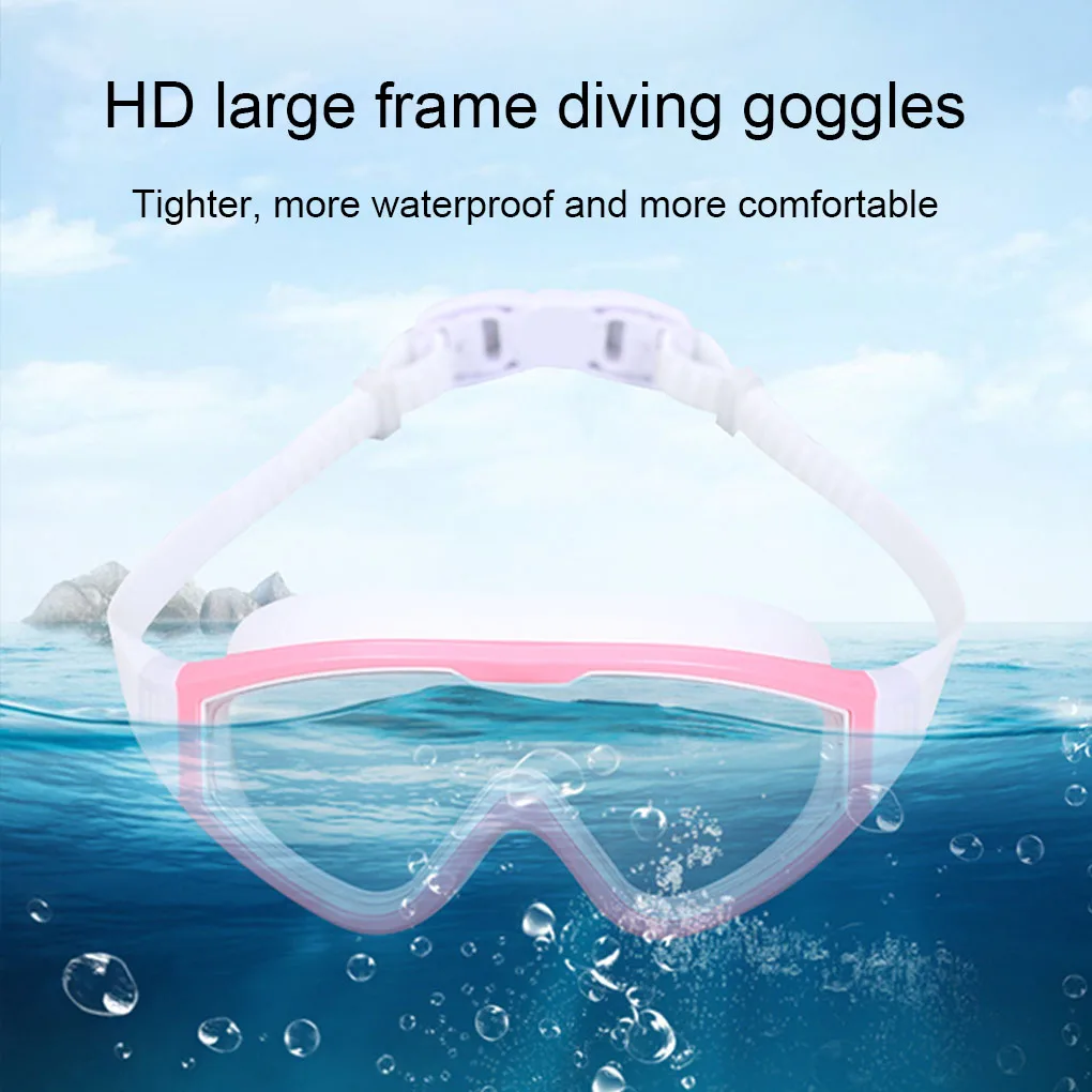 Snorkeling Swimming Wide Angle Goggles Pool Fog Proof Glasses Eyeglasses Indoor Outdoor Water Sports Pink White Kid