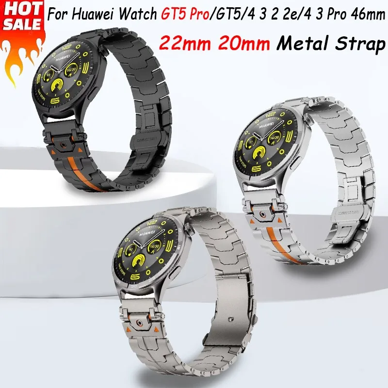 22mm 20mm Business classic Metal Strap for Huawei Watch GT5 Pro/GT5/4 3 2 /4 3 Pro 46mm Business Wristband Amazfit GTR 47mm Belt