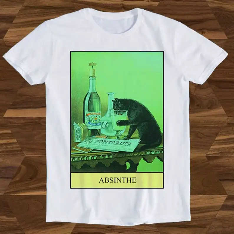 

Black Cat Tarot Card Fortune Reading Absinthe Retro Art Drawing Present Meme Funny Gift Tee T-Shirt T1168