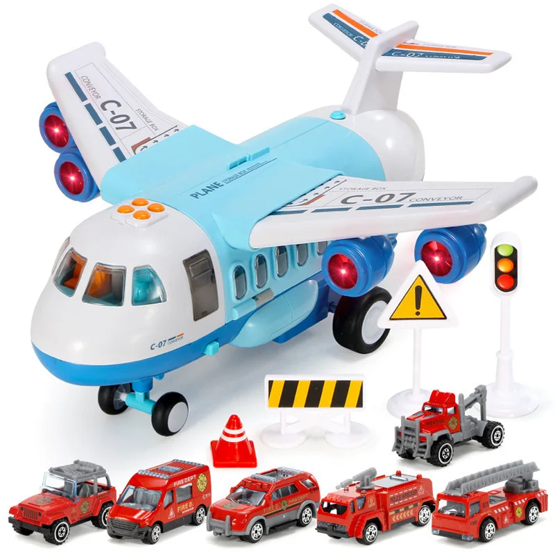 

Large Spray Inertia Airplane Toy for Children Transport Aircraft Storage Alloy Vehicle Model with Music Light Kids Airliner Gift