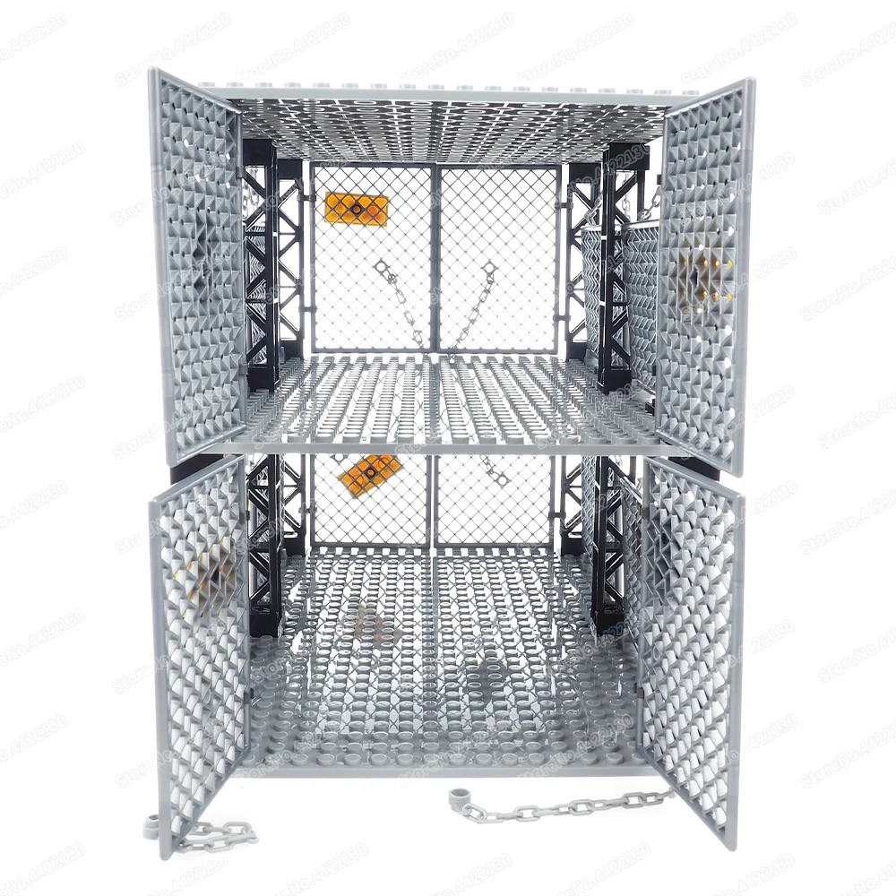 Double Layer Chainnet Prison Building Block Restricted Area Figures Captivity Doomsday Monster Zombie Model Child Gifts Boy Toys