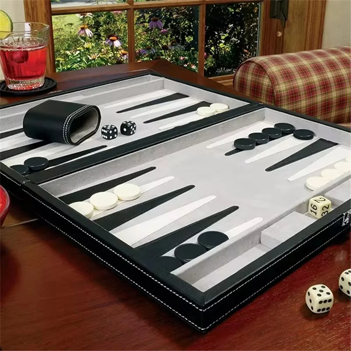 

Lo-ok Classic Board Game with Leather Case Folding Board,Gift Package,Portable Travel Strategy Backgammon Game Set for Adults