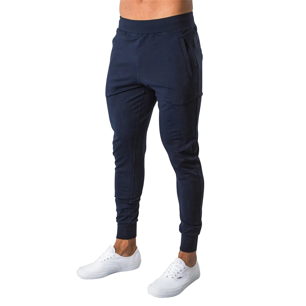 

European American Sports and Leisure Muscle Trousers Elastic Men's Cotton Blended Slim Small Feet Fitness Training Running New