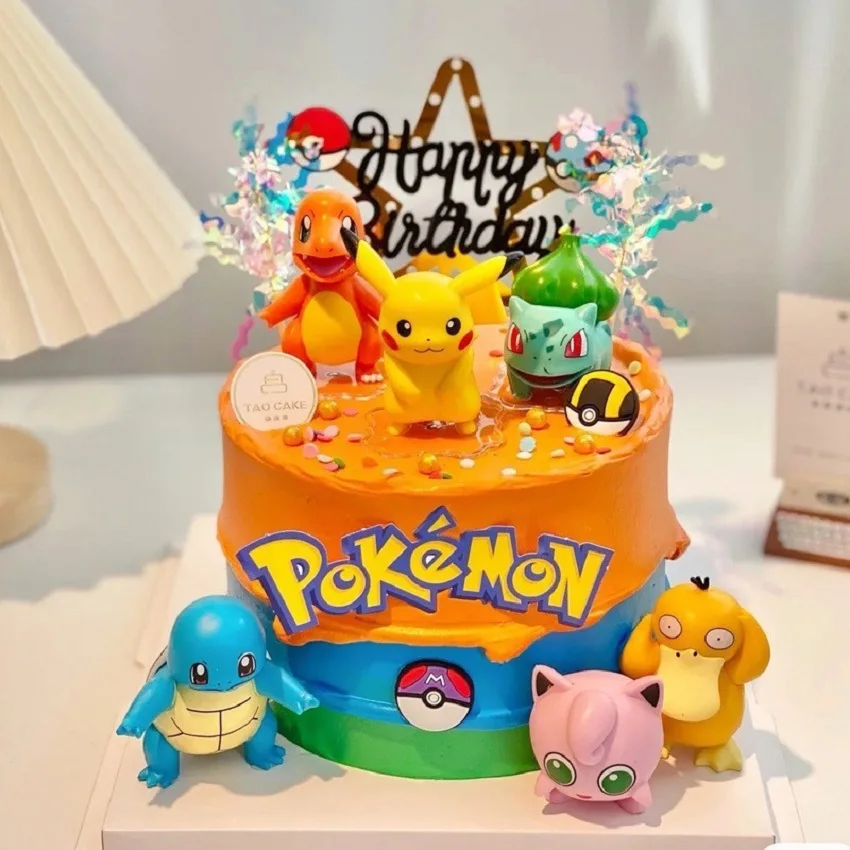 13 szt./zestaw Toppery na Tort Pokemon Pikachu Figurki Anime Dekoracje na Tort Urodzinowy Pokemon Ozdoby dla Chłopca Prezent dla Dzieci