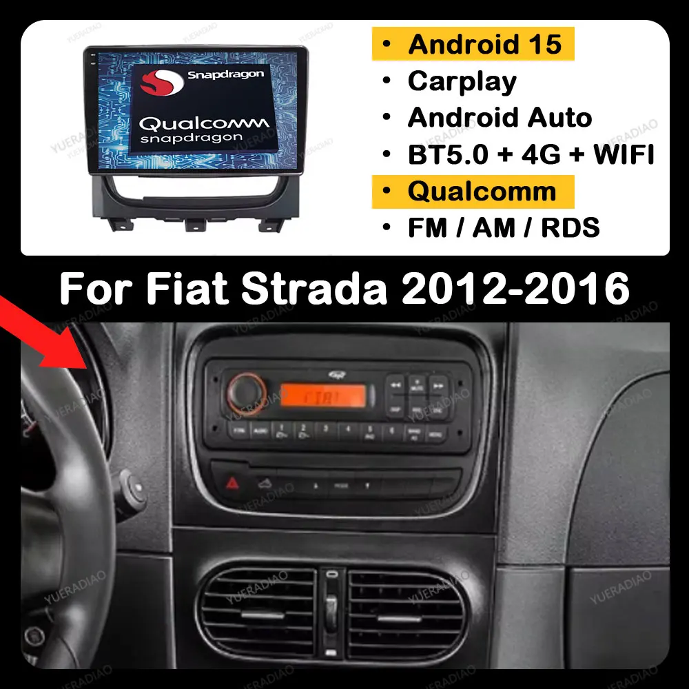 

Android 15 Car Radio For Fiat Strada Idea 2012 - 2016 Multimedia Stereo Video Player 4G LTE 5G WIFI GPS NAVI QLED BT Head Unit