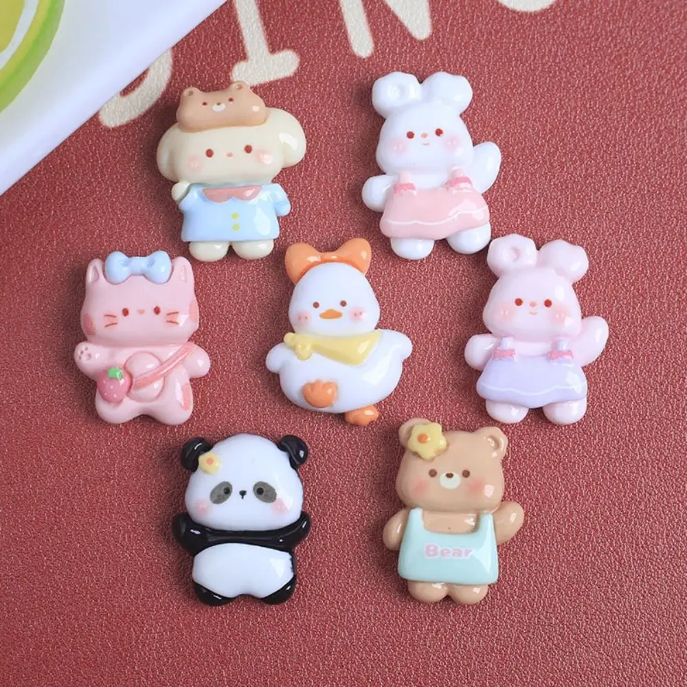 20pcs Cartoon Animal Resin Slime Charms Bottle Sticker Flatback Phone Case Decor Hair Clip Cute for Croc Shoes Accessories