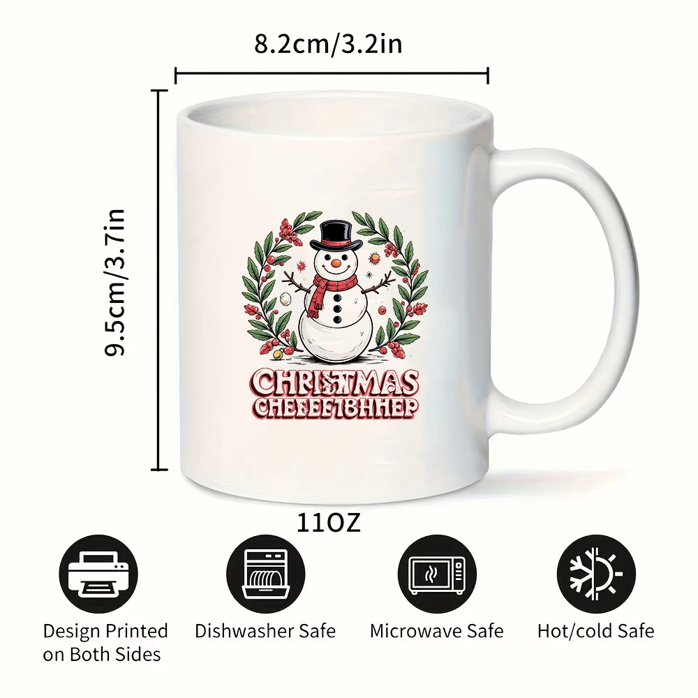 كوب سعة 11 أونصة + رجل ثلج كرتوني لعيد الميلاد + هدية عيد الميلاد - زجاجة مياه للأطفال، كوب قهوة للمكتب العائلي