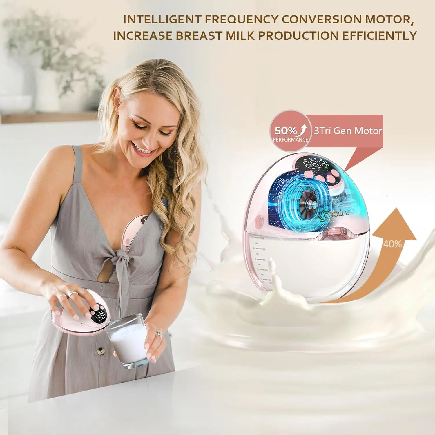 مضخة حليب الثدي الكهربائية يمكن ارتداؤها بدون استخدام اليدين خالية من مادة BPA معقمة بالأشعة فوق البنفسجية وقاعدة ساخنة لمضخة الثدي اللاسلكية الاختيارية أثناء التنقل #4