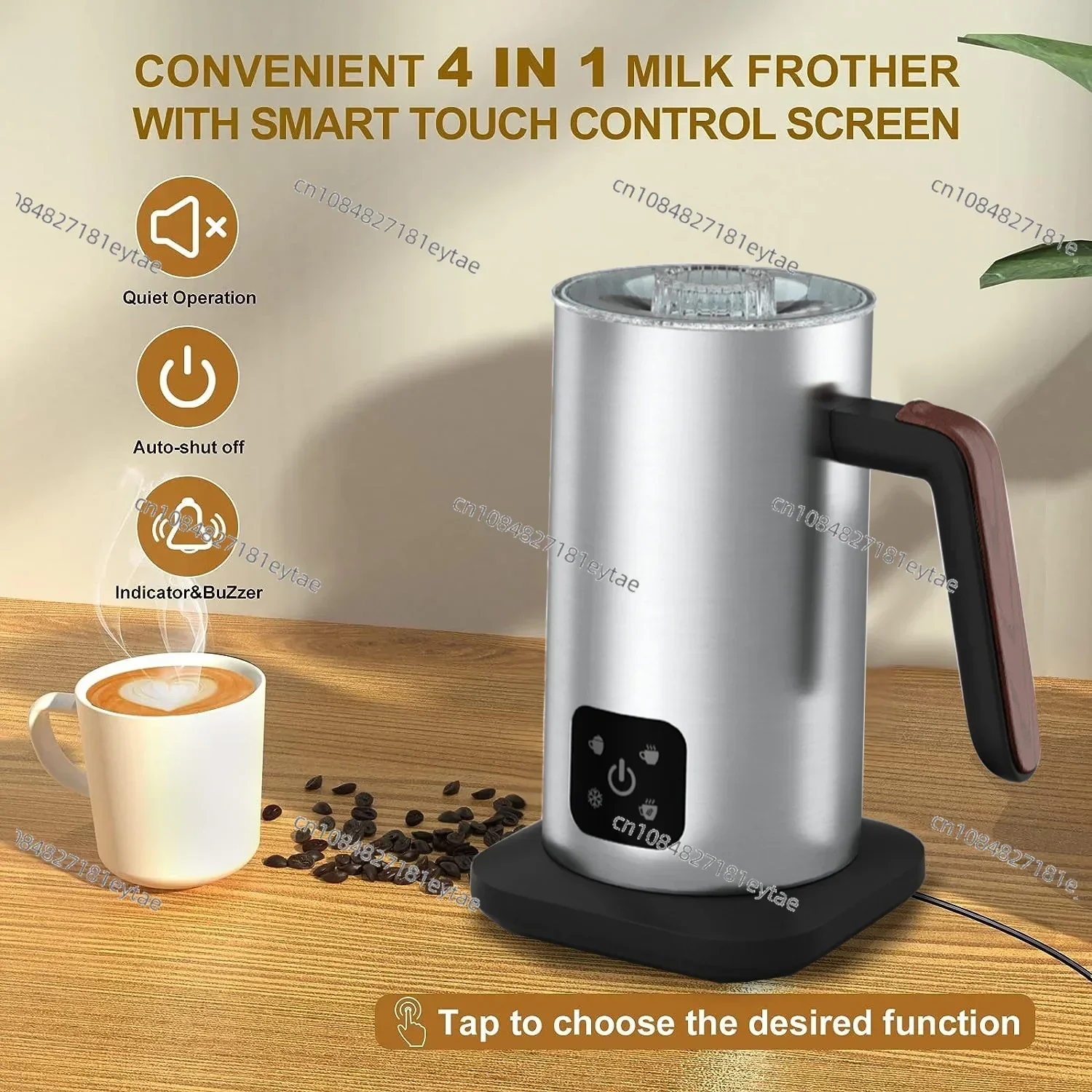 Household automatic heating milk frother stainless steel electric milk frother touch screen