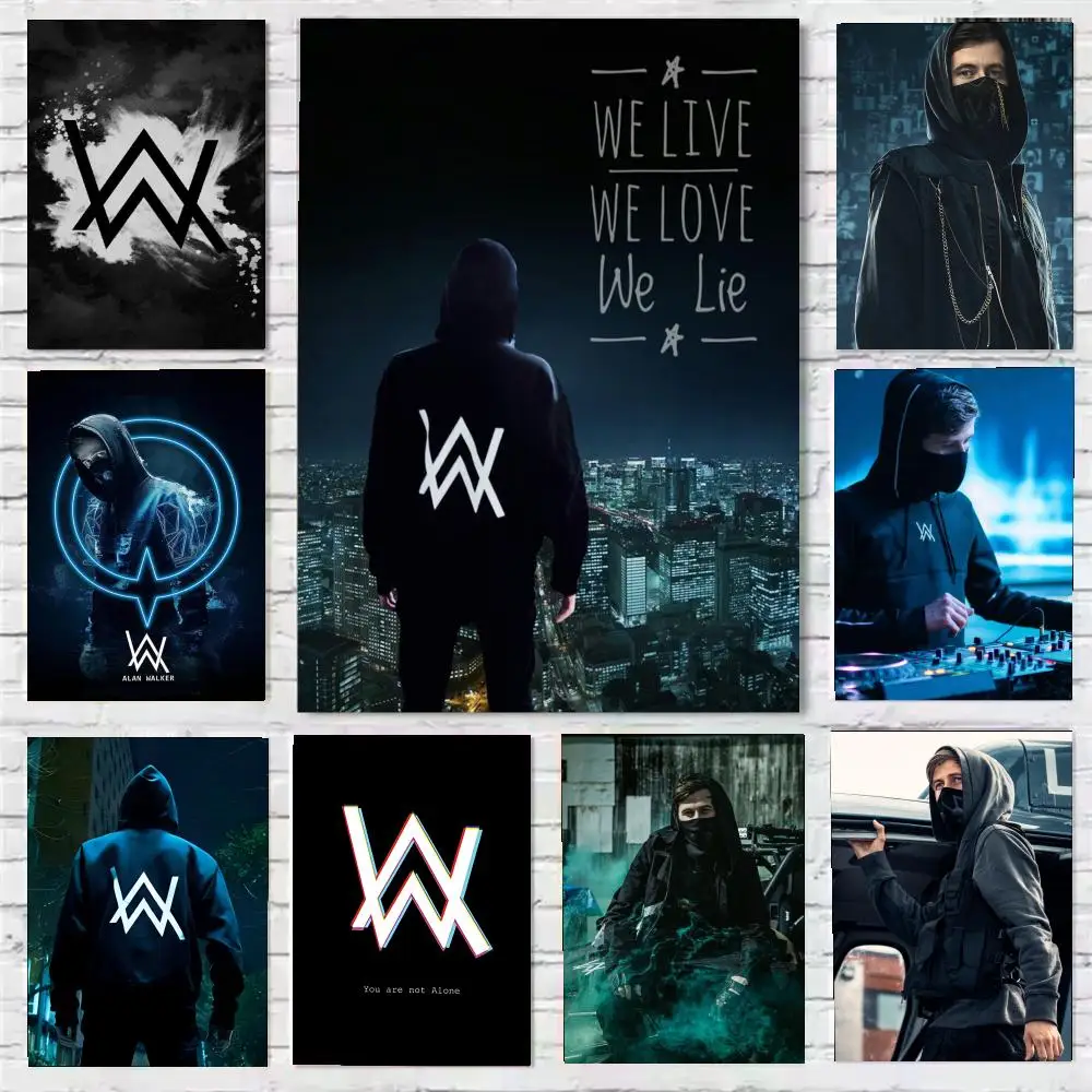 Singer Edm Rave Dj Alan Walker Poster Wall art print art suitable for living room bedroom bar parlor home decoration gift