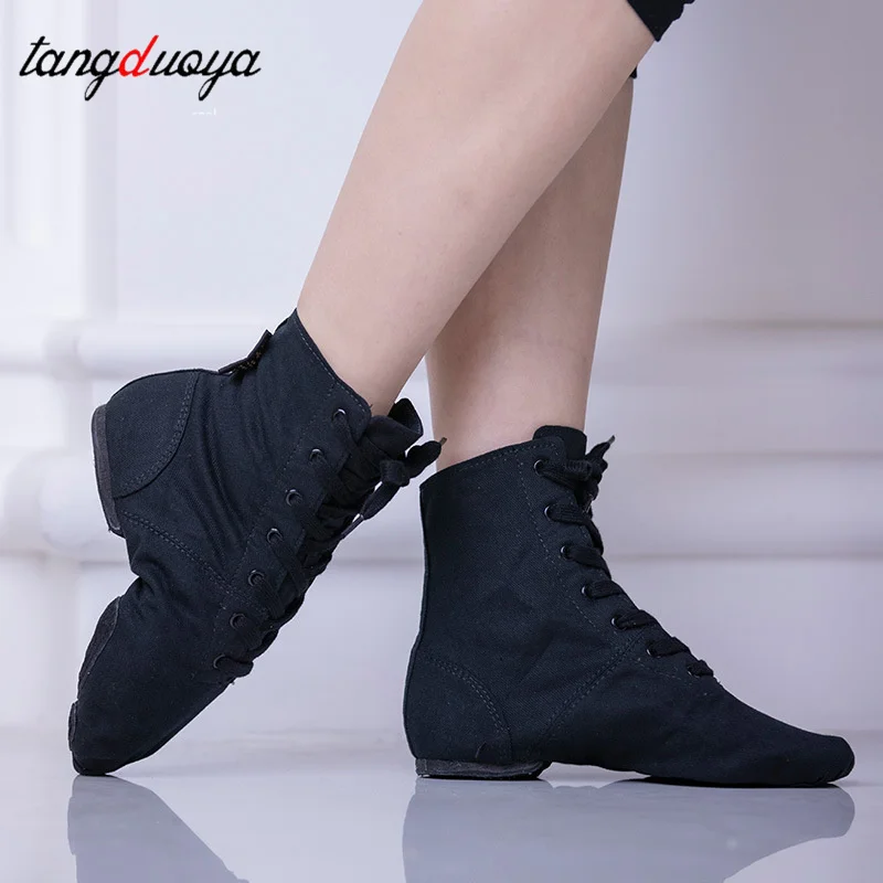 Jazz Shoes Canvas Jazz Dancing Shoes Ankel Length Dance Boots Split Sole Shoes For Adults Children Practice Dance Shoes