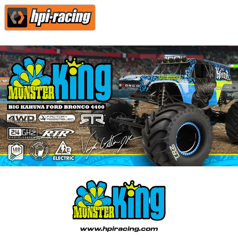 Hpi Racing Monster King Violent Horse 2.4ghz Tf-51remote Control 1/10 Brush Cross-Country Climbing Racing Car Toys Gifts Rc Cars
